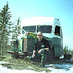 Mike at the bus in which McCandless died.